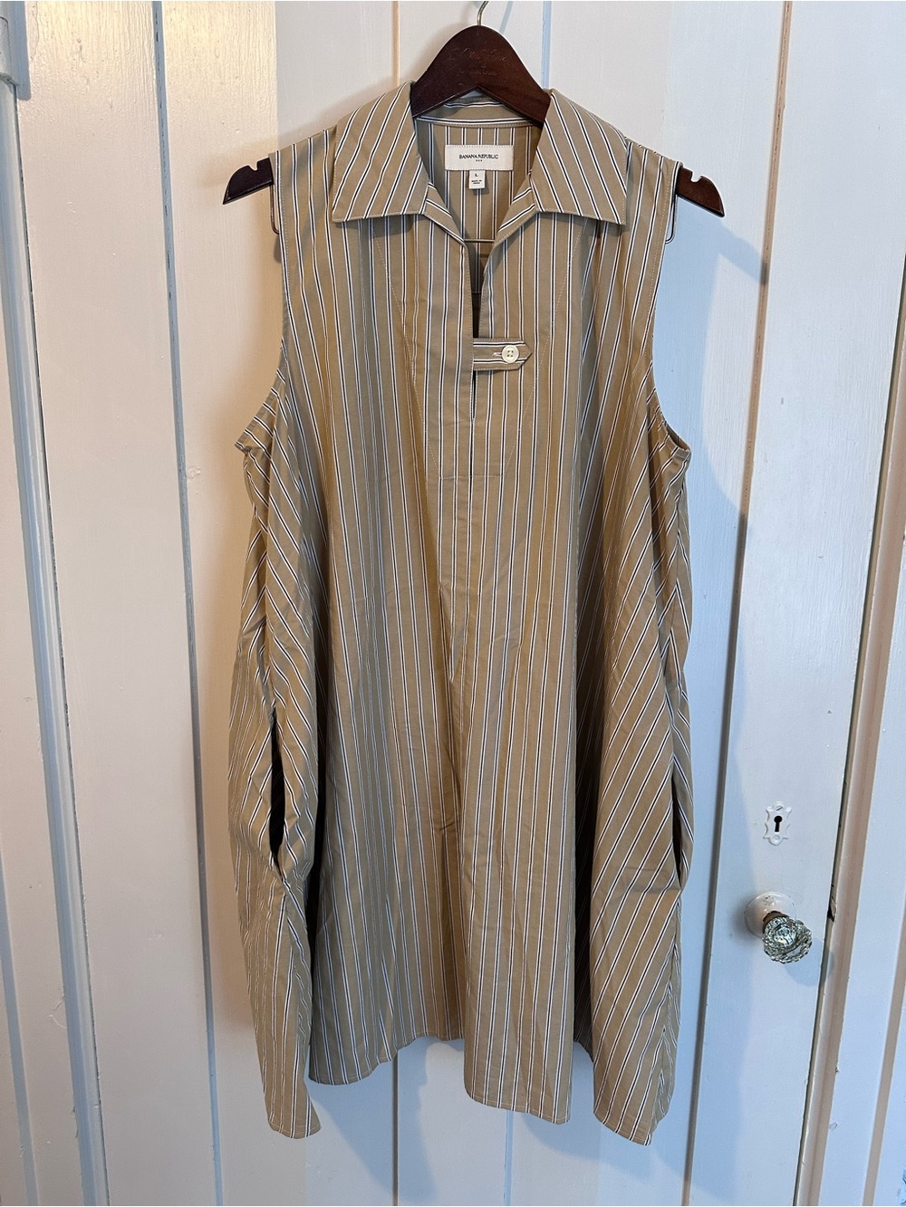 Banana Republic Tan Striped Midi Dress